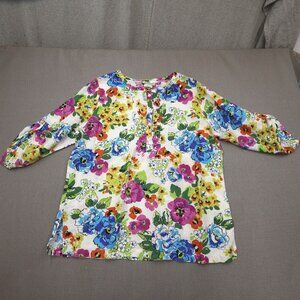 Orchadia Casuals 100% Linen Floral Shirt XL Colorful Garden Outdoor Beach READ